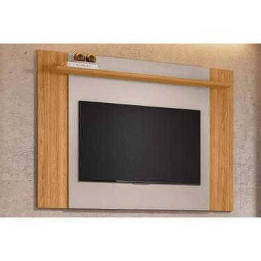 Imagem de Painel Home P/ Tv Até 60 Pol Tulum Extensivel C/ 1 Prateleira 160 Ou 180x150cm Tauari/off White Fosco - Linea Brasil