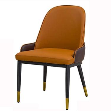 Imagem de Cadeira de jantar, cozinha, sala de jantar, móveis, cadeiras de cozinha, cadeiras de jantar, cadeiras de couro PU à prova d'água, com pernas de metal, cozinha, sala de estar, balcão, cadeiras laranja