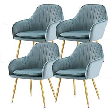 Imagem de Cadeira de jantar, cozinha, sala de jantar, móveis, cadeiras de veludo conjunto de 4 cadeiras de jantar com pés de metal, apoio de braço para sala de estar, quarto, cozinha, sala de jantar, removível