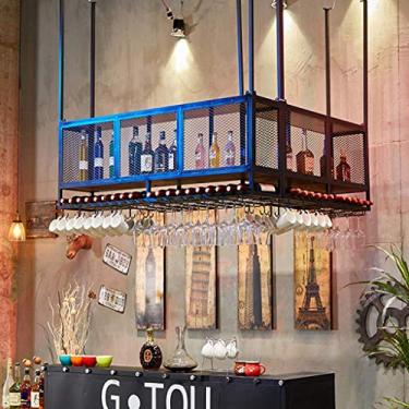 Imagem de Bar Wine Rack Restaurante Suporte de parede para garrafa de vinho de metal preto para pendurar na parede Taças de champanhe para taças de vinho 80 x 30 x 52 cm