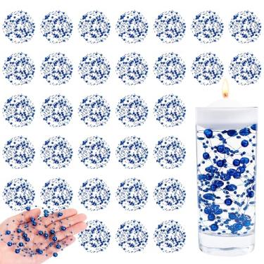 Imagem de NUKAYAI 30 peças de contas flutuantes artificiais para centros de mesa, enchimento de vasos, fio de pérolas flutuantes artificiais azul safira para enchimento de vasos, decoração de mesa de casamento