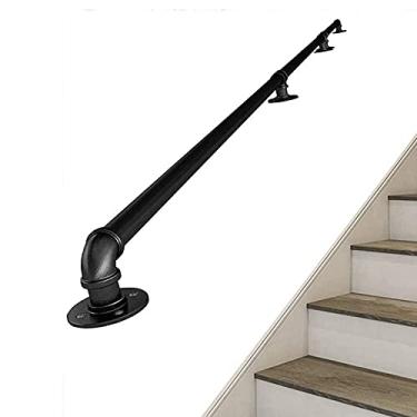 Imagem de SENNIAN Corrimãos de escada, kit de barra de apoio, suportes de parede de ferro forjado, guarda-corrimão de escada de metal, trilho de mão de deck de varanda de escadas para ambientes internos e