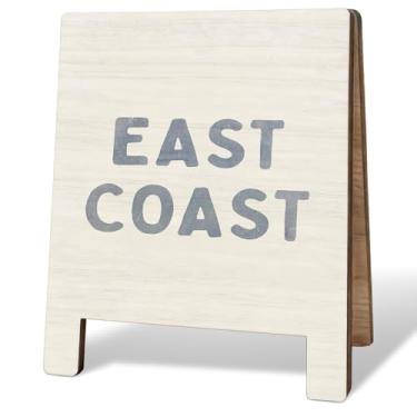 Imagem de FLVGE Decoração de escritório de praia, placa de mesa da costa leste, presentes para amantes de praia, decoração de quarto de neta costeira, placa de madeira litorânea para quarto feminino, quarto