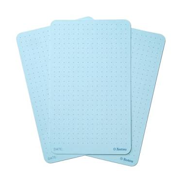 Imagem de Notsu Cartões coloridos pontilhados de 7,6 x 12,7 cm, 40 quilates | Cartões de índice de cores verticais em grade de bolinhas azuis com cantos arredondados, papel grosso premium 350 g/m²