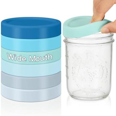 Imagem de Teenyyou Tampas de silicone tampas de frasco de vidro tampa espessa à prova de vazamento para frascos de vidro de boca, tampas grandes reutilizáveis de frascos de conserva (86 mm, cor clássica, 6