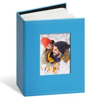 Imagem de Vienrose Álbum De Fotos 4X6, 100 Fotos, Capa Couro, Livro Ilustrado Com Janela Frontal, Álbuns Deslizantes Para Bebês, Casamentos, Crianças, Férias, Azul Claro