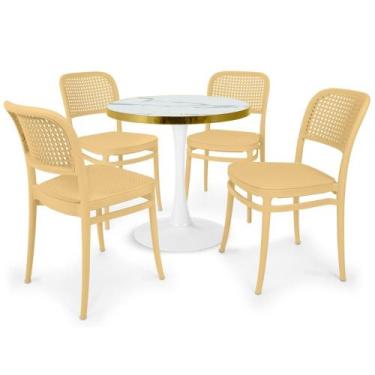 Imagem de Conjunto Mesa de Jantar Redonda Majestic 70cm Branca com 4 Cadeiras Ro