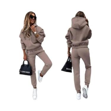 Imagem de Conjunto De Moletom Feminino Oversized De Inverno Em Duas Peças, Hoodi