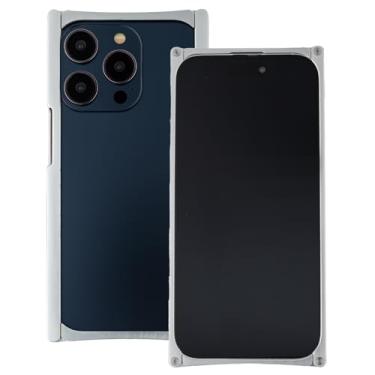 Imagem de EXOvault Capa com acabamento de alumínio prateado sem chumbo, capas de telefone de metal luxuosas | resistente | capa traseira de gaiola de alta qualidade, compatível com 15 telefones Apple Pro