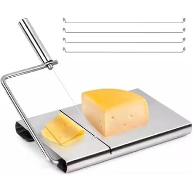 Imagem de CORTADOR FATIADOR DE QUEIJOS BANDEJA EM INOX COM FIO FRUTAS FRIOS LEGUMES BOLO MANUAL MULTIFUNCIONAL