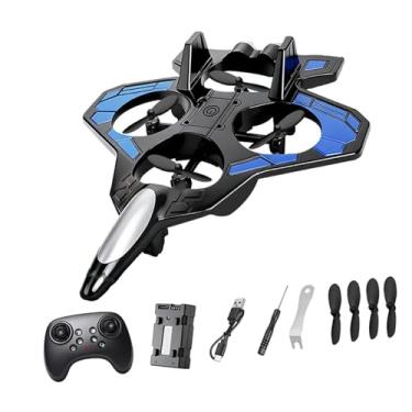 Imagem de Dynwave Avião RC de controle remoto com luzes LED, modelo de planador de em espuma EPP para crianças, adultos e iniciantes, Azul