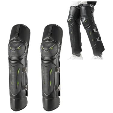 Imagem de SPXMQSS Joelheiras de motocicleta de inverno, joelheiras espessas aquecedores de pernas quentes joelheiras forro de pelúcia à prova de vento aquecedor de joelho para esportes ao ar livre verde