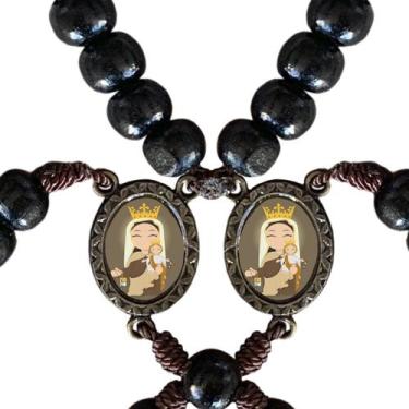 Imagem de 12 Terços de Madeira com Entremeio 2 Faces Nossa Senhora do Carmo Infa