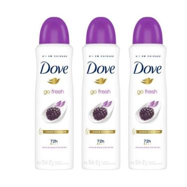 Imagem de Kit 3 Desodorante Antitranspirante Aerosol Dove Go Fresh Amora e Flor 