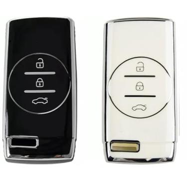 Imagem de Capa Protetora de Silicone Luxury para Chave Caoa Chery Tiggo 7 Sport / Tiggo 5x Pro / Tiggo 3x (HYBRID MAX DRIVE / PRO MAX) (KIT PRETO + BRANCO)