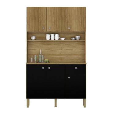 Imagem de Armário Para Cozinha Com 1 Gaveta Madrid Nero Ripado