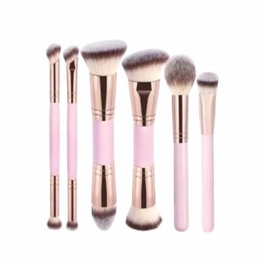 Imagem de Conjunto de pincéis de base, corretivo, pincel de pó, pincel de base líquida, conjunto de pincéis de maquiagem profissional para olhos e rosto, (rosa bege)