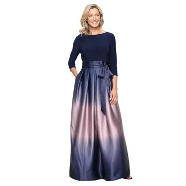 Imagem de S.L. Fashions Vestido feminino longo de cetim para mãe da noiva com bolsos, vestido de festa formal, Azul-marinho/malva, 52