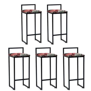 Imagem de 5 banquetas para churrasqueira e bar rosalia-estampa bar - GAT MAGAZIN