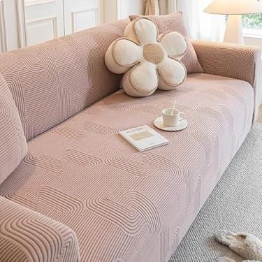 Imagem de Capa de sofá 1, 2, 3, 4 e 5 lugares, protetor móveis veludo grosso luxo, capa cor sólida, elástica para cadeira reclinável(Pink,1-seat 90-140cm)