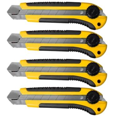 Imagem de Estilete Profissional 25mm Com Trava Giratória e Lâmina | 04 Un