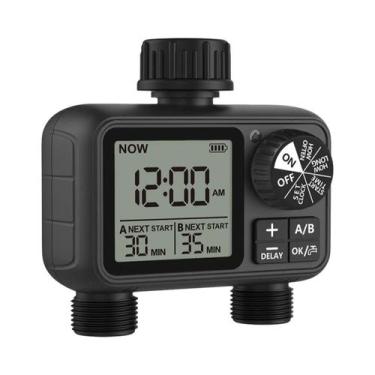 Imagem de Temporizador Digital Ajustável De 2 Saídas Para Irrigação De Jardim E 