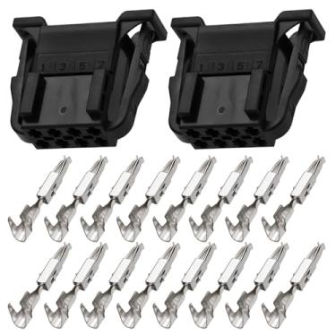 Imagem de YINETTECH Conjunto de 2 conectores de 8 pinos 3B0972724 com terminais micro temporizador para sistema elétrico compatível com Audi compatível com VW