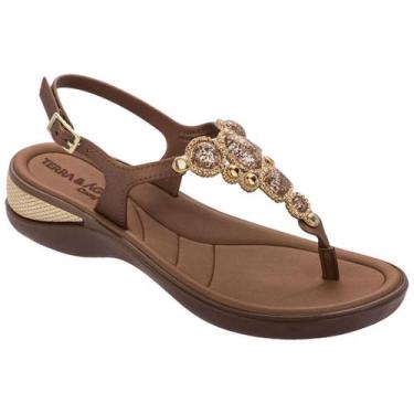 Imagem de Sandália ortopedica terra e água tamanco anabela esporão, Bronze, Moca