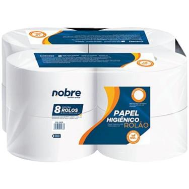 Imagem de Papel Higiênico Nobre Rolão Branco 10cm X 300m - 8 unidades