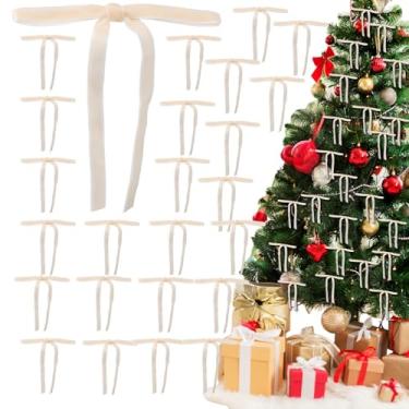 Imagem de TKKEUEP Laços de fita de veludo para árvore de Natal, 24 peças de laços de guirlanda de Natal, ornamentos rústicos vintage para guirlanda, guirlanda, embrulho de presente, sacos de petiscos e
