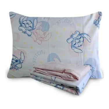 Imagem de Jogo De Lençol Infantil Stitch 100 Algodão Solteiro 3 Peças Cor Rosa E