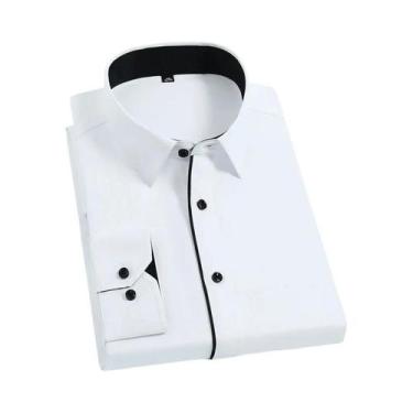 Imagem de Camisa Social Masculina Branca Slim Fit De Manga Longa Com Botões Para