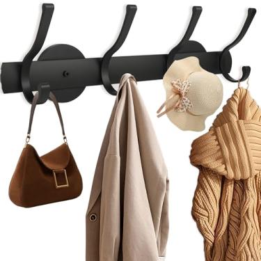 Imagem de Xiuouix Ganchos magnéticos resistentes para montagem na parede, 4 ganchos sem broca para armário de metal, porta, armários pretos foscos para casaco, toalha, bolsa, mochila (4 ganchos preto)