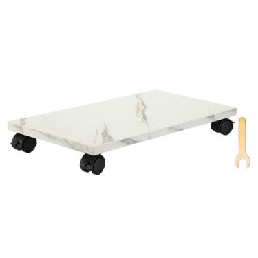 Imagem de PATIKIL Suporte para PC de 20,3 x 40,6 cm, suporte de torre de computador, suporte de madeira para CPU PC, embaixo da mesa, carrinho móvel, 4 rodízios para piso, tapete, torre, caixa ATX, impressora