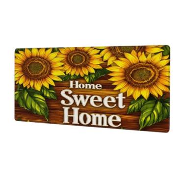 Imagem de Tapete de rato grande com flor de madeira de girassol à prova d'água para computador tapete protetor de mesa com base de borracha antiderrapante para escritório, computador, teclado, laptop e mesa de