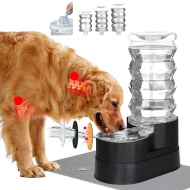 Imagem de RIZZARI Dispensador de água grande para cães: bebedouro automático de aço inoxidável preto por gravidade 8L - 100% livre de BPA - Alimentador elevado para animais de estimação de 9 a 19 kg com dor nas