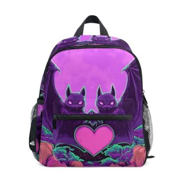 Imagem de GAIGEO Cute Heart Shaped Bats Kids Backpack with Whistle, Adjustable Chest Strap, Girls Backpack Lightweight & Compact for Ages 3-8