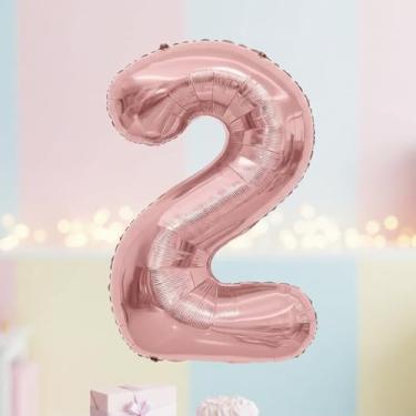 Imagem de 1 balão número metálico rosa de 81 cm, balão reutilizável de alumínio para decorações de festa de aniversário e aniversário