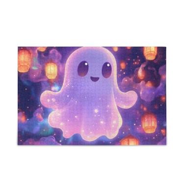 Imagem de 1000 peças de quebra-cabeça roxo fantasma fofo madeira e papel, jogos de quebra-cabeça para adultos