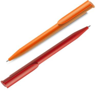 Imagem de Caneta Esferográfica Retrátil, Bambu, Escrita Azul, 25g, Natural com Detalhes, 14cm (Laranja e Verde 2)