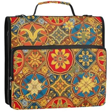 Imagem de Fichários de desenho animado de 3 cm com 3 anéis marroquinos resistentes com zíper organizador, vários bolsos, pasta de carteira grande, bolsa escolar com alça de ombro, 34,5 x 31,5 x 9 cm