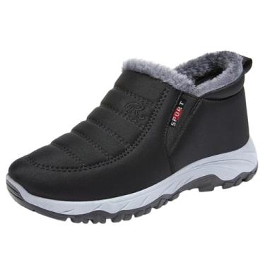 Imagem de Botas de neve masculinas elegantes casuais com sola grossa para outono e inverno com forro de lã e botas de salto baixo espessas, quentes e confortáveis., Preto, 41