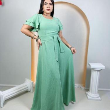 Imagem de Vestido Longo Plus Size Suzana Moda Evangélica Feminina, Verde, G2