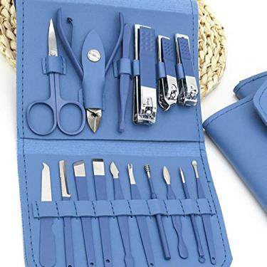 Imagem de Dioche Conjunto de Cortadores de Unhas de Aço, 16 Peças, Kit Profissional de Manicure e Pedicure Com Estojo Elegante, para Homens, Mulheres, Viagens, Presente de Escritório Em Casa (BLUE)