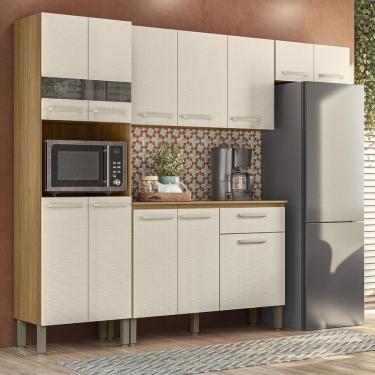 Imagem de Armário De Cozinha Completa Mdf 12 Portas Com Balcão London Plus - Freijó-soft