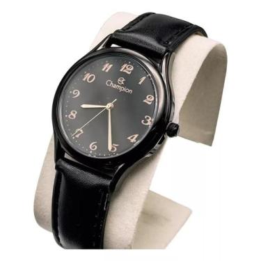 Imagem de Relógio Champion Preto Feminino Pequeno Original Com Pulseira de Couro