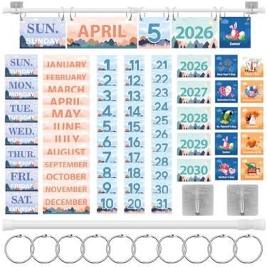 Imagem de MotiMind Conjunto de 65 peças de calendário dobrável de montanhas em movimento, quadro de avisos, calendário de Natal com suporte ajustável, decoração colorida para sala de aula, inclui cartão de 65