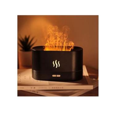Imagem de Difusor De Óleos Essencial E Umidificador De Ar 2 Em 1 Com 7 Cores Chama -180ml-Difusor De Aroma E Ambiente(701-PRETO)