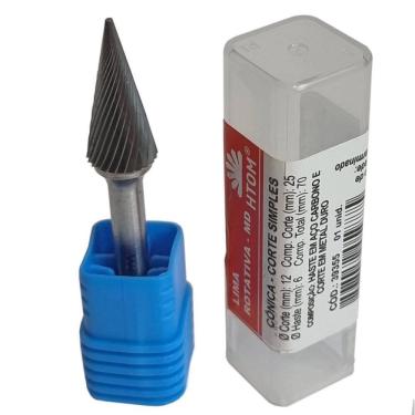 Imagem de Lima Rotativa Cônica 12 X 25Mm Metal Duro Corte Simples Htom