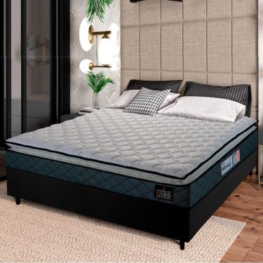 Imagem de Cama Box Casal Colchão Espuma D33 Pillow Top Millenium 138x188x57cm Cinza/preto Hellen